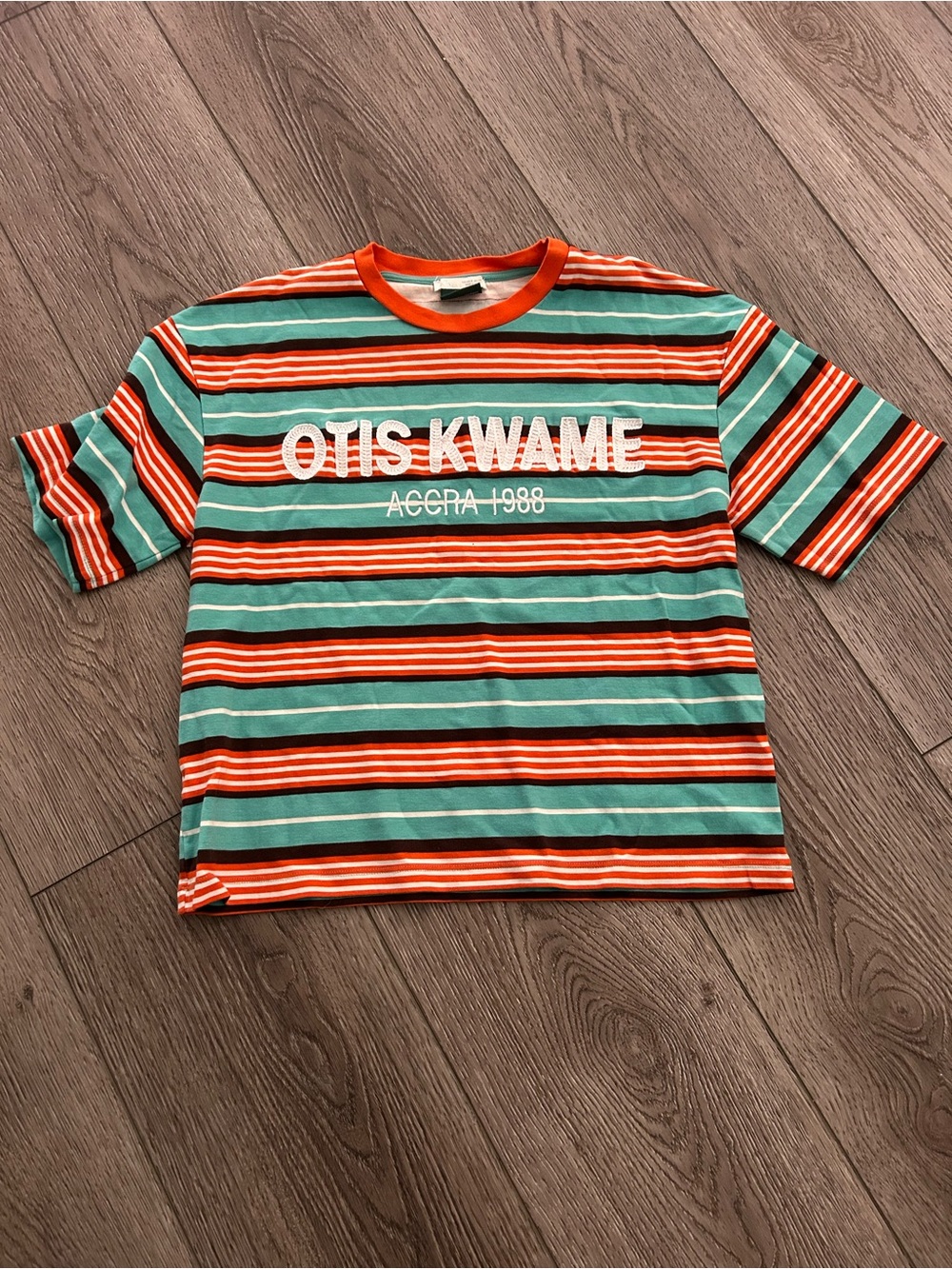 Zara x Otis Kwame Kye Quaicoe Embroidered Striped T-Shirt – Accra 1988 – Size M